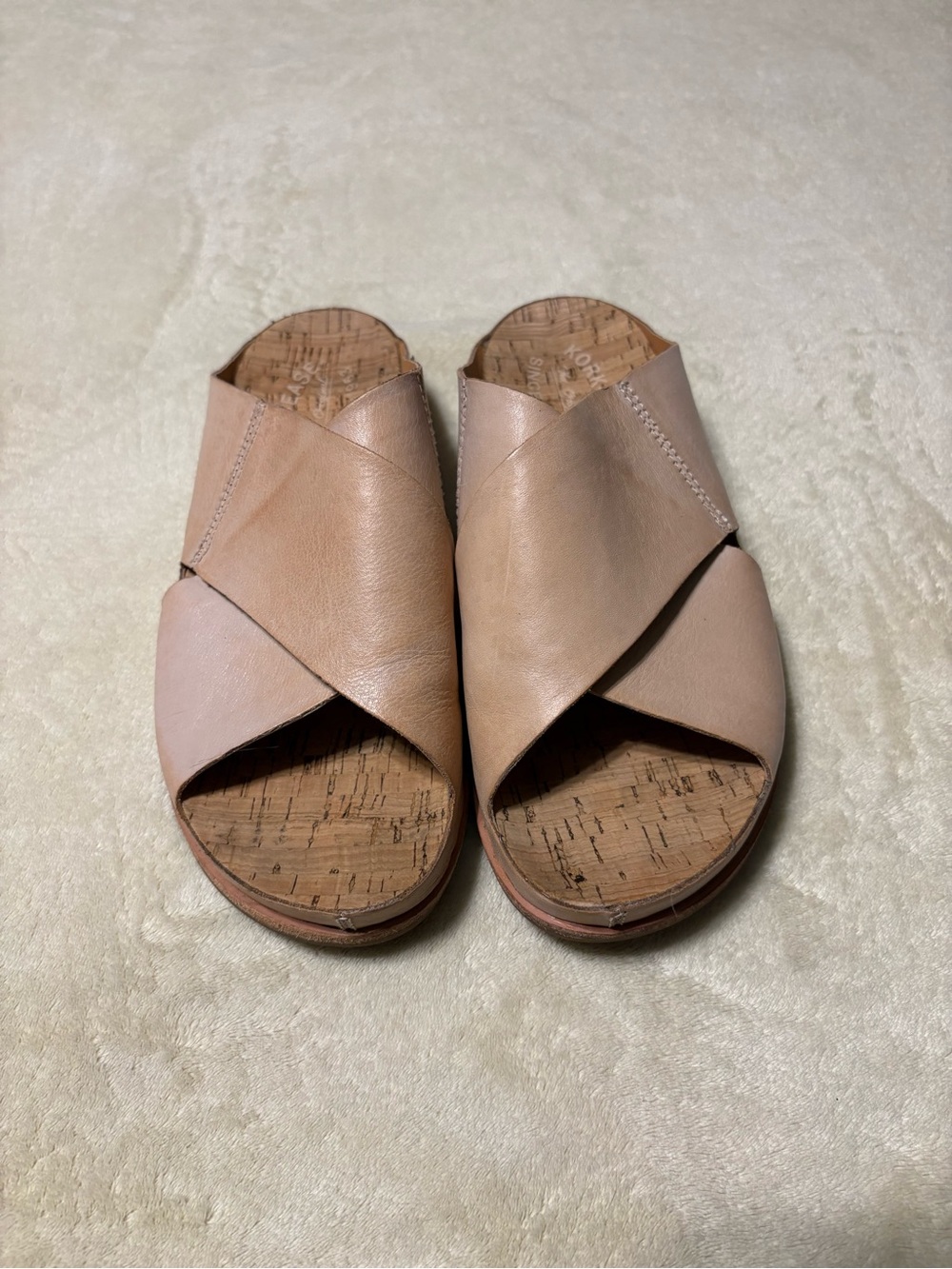 Kork-Ease Women's Crisscross Slide Sandals - Blush Pink/Tan